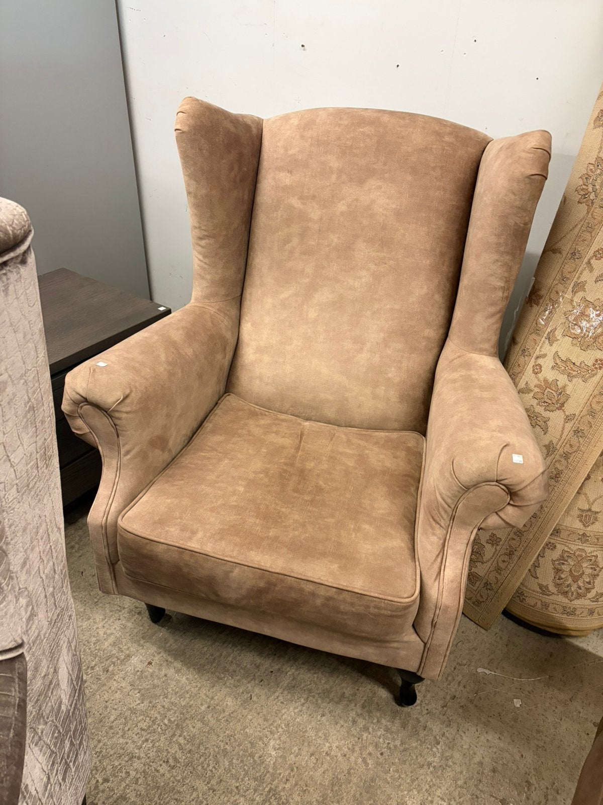Bruine suede oorfauteuil, Ophalen, Minder dan 50 cm, ., 75 tot 100 cm