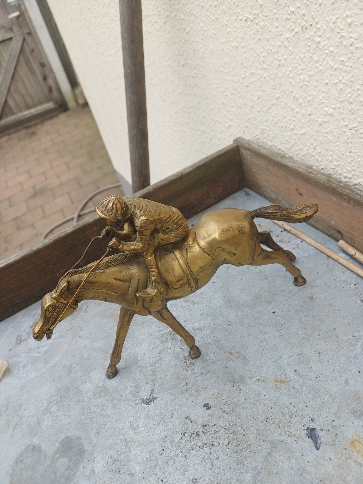 Vintage exclusiev bronz  sculptuur brass horses en jockey, Ophalen of Verzenden