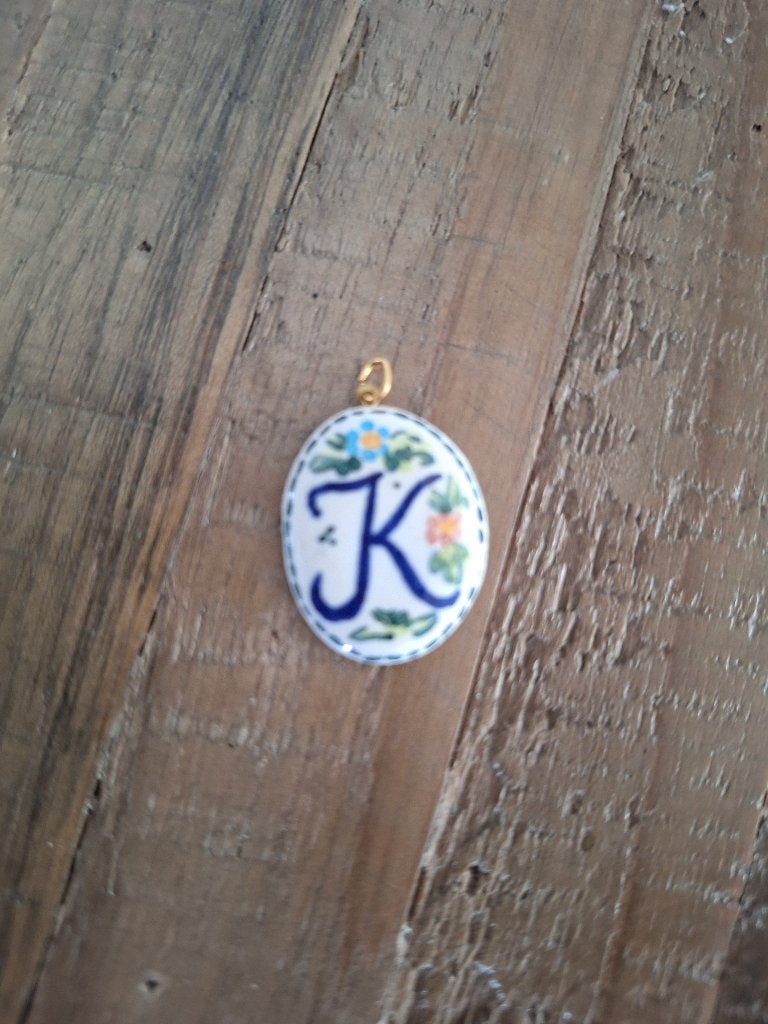 porseleinen kettinghanger letter K, Ophalen of Verzenden, Nieuw, Overige kleuren, Overige materialen