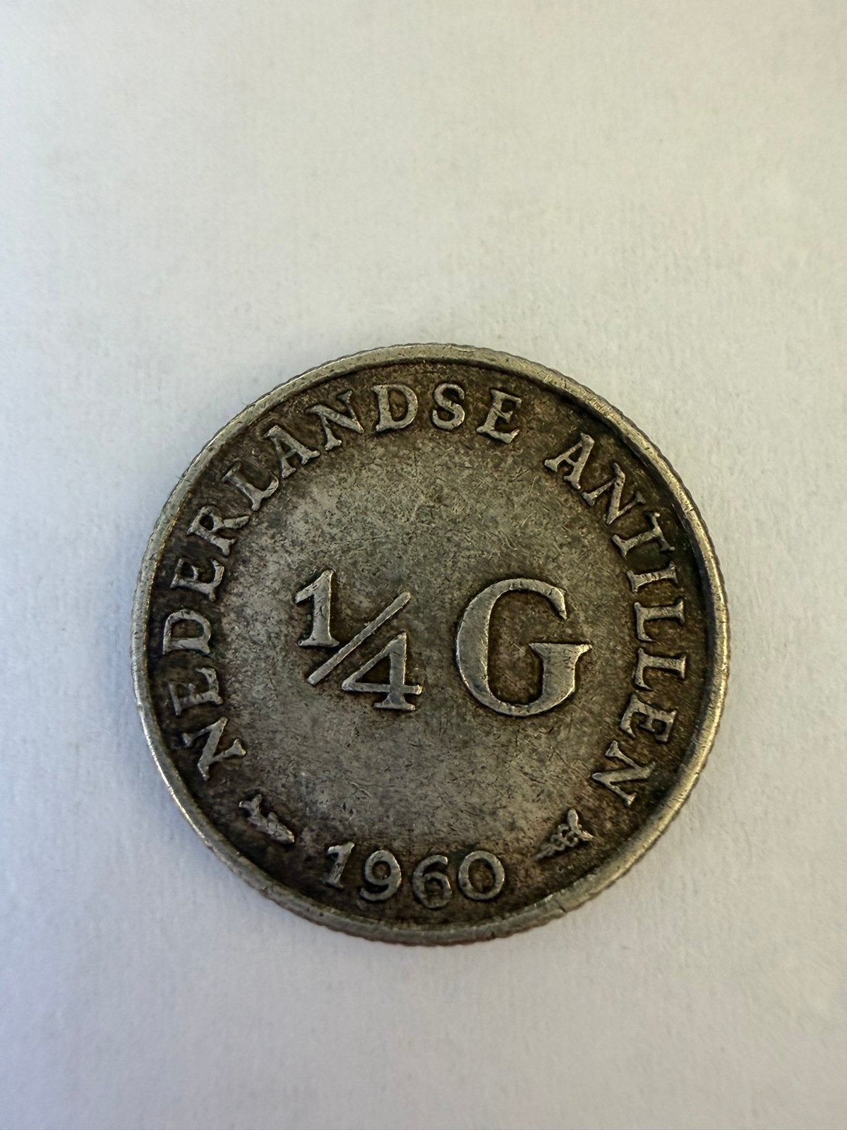 1/4 Gulden zilver Nederlandse Antillen 1960 Koningin Juliana, Ophalen of Verzenden, Koningin Juliana, Overige waardes, Losse munt