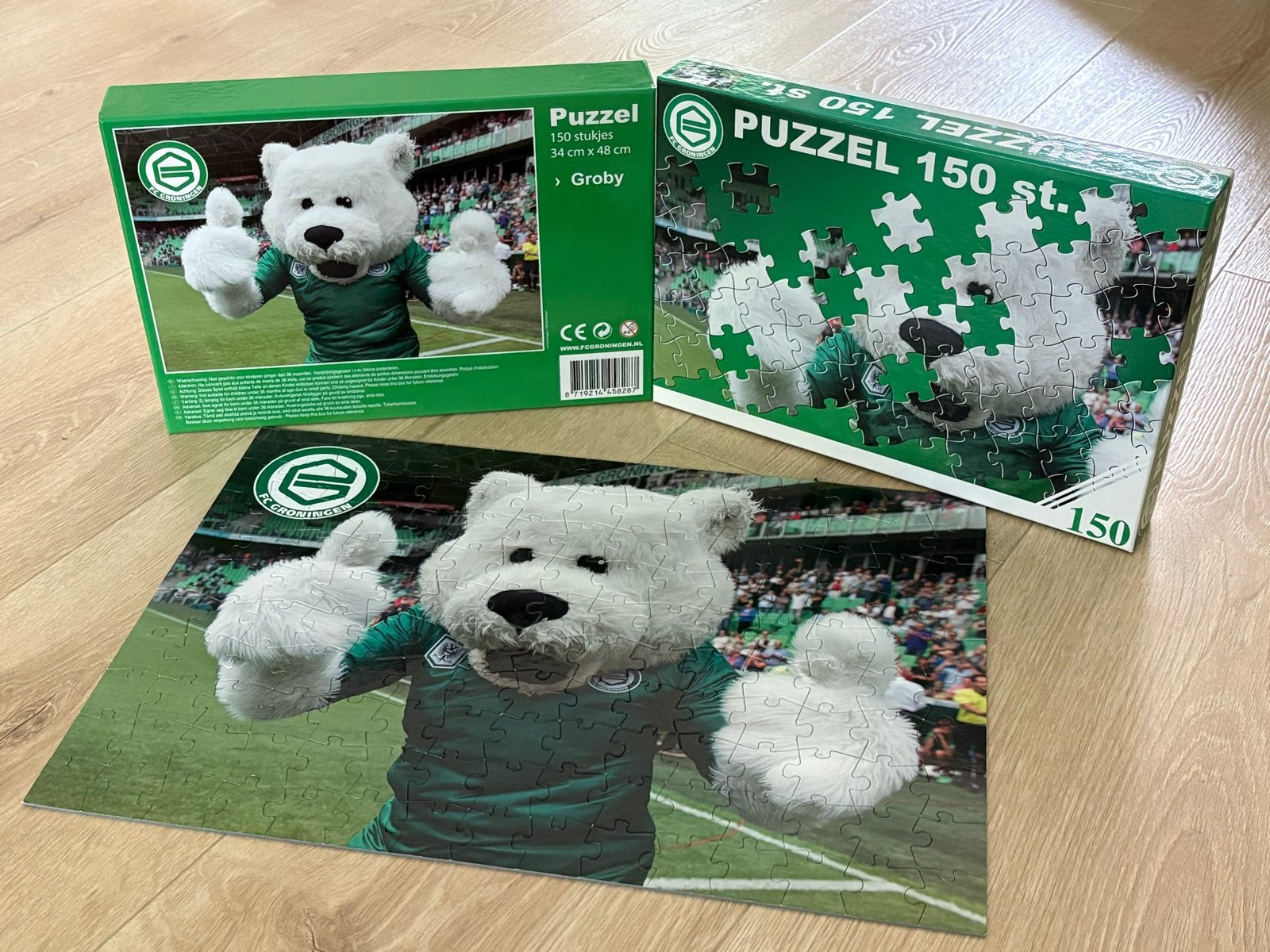 FC Groningen Puzzel - Groby 150 stuks, Ophalen of Verzenden, Meer dan 50 stukjes, Zo goed als nieuw, 6 jaar of ouder