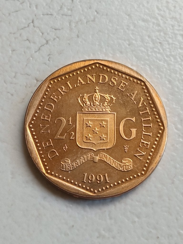 Nederlandse Antillen 2 1/2 gulden 1991., Ophalen of Verzenden, Noord-Amerika, Losse munt