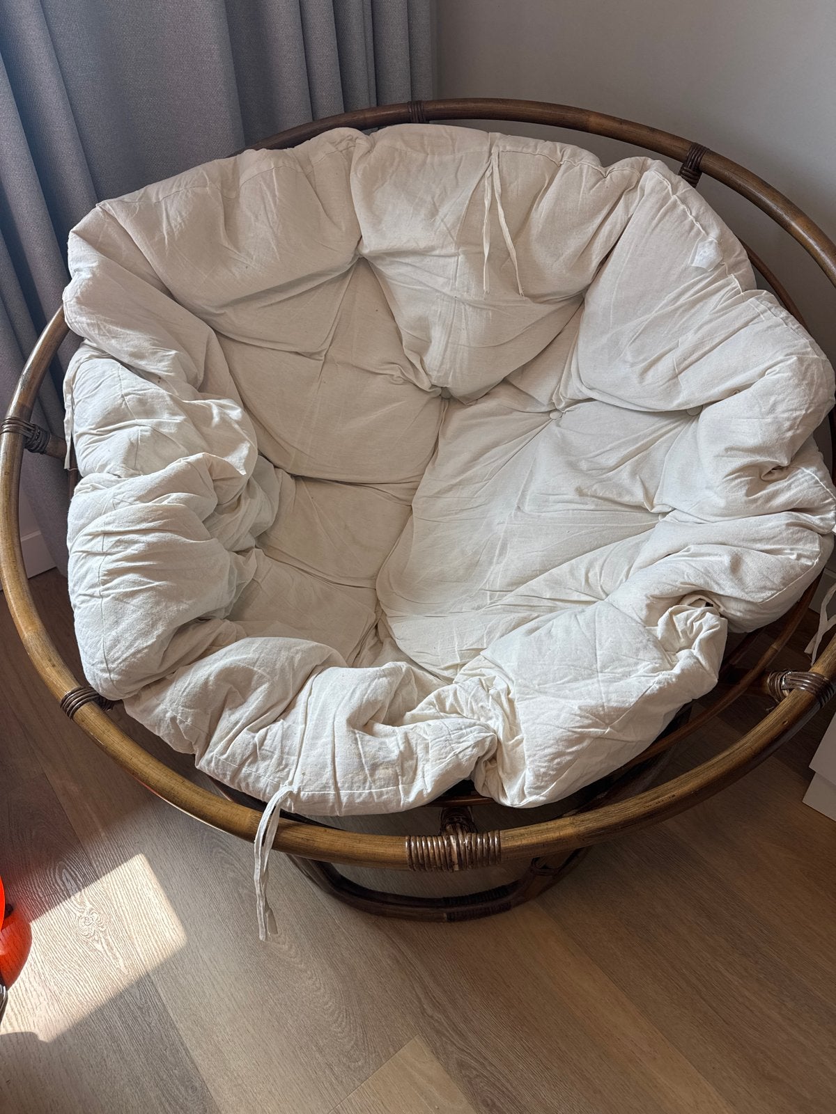Papasan stoel met kussen - Rotan, Ophalen, Gebruikt, 100 tot 125 cm, Riet of Rotan
