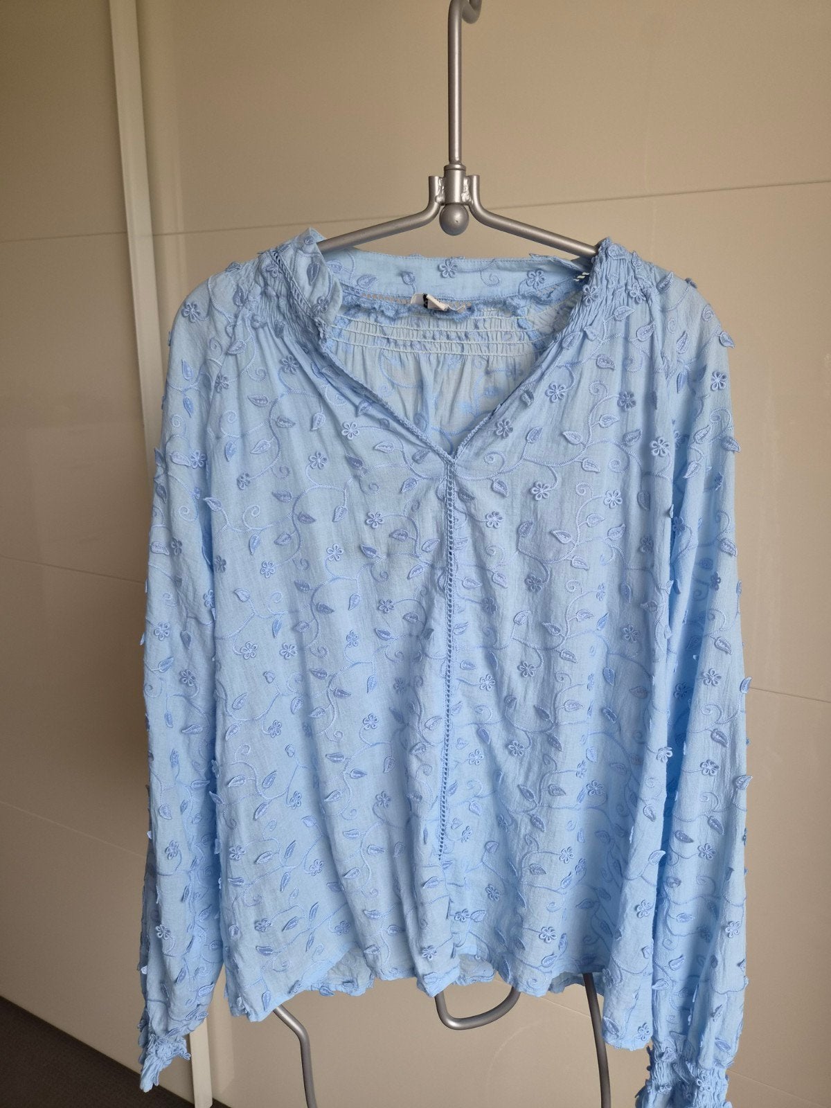 C&S The Label Lichtblauwe Blouse met Borduurwerk, Maat 46/48 (XL) of groter, Zo goed als nieuw, C&S The Label, Verzenden