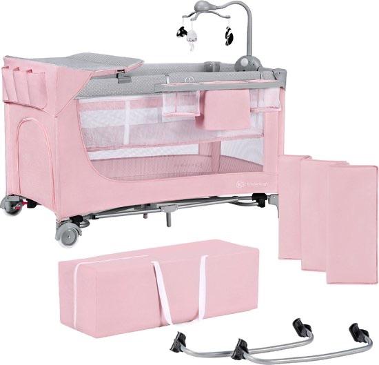 Kinderkraft Campingbed - Leody met accessoires - Roze, Ophalen of Verzenden, Zo goed als nieuw, Reisbedje