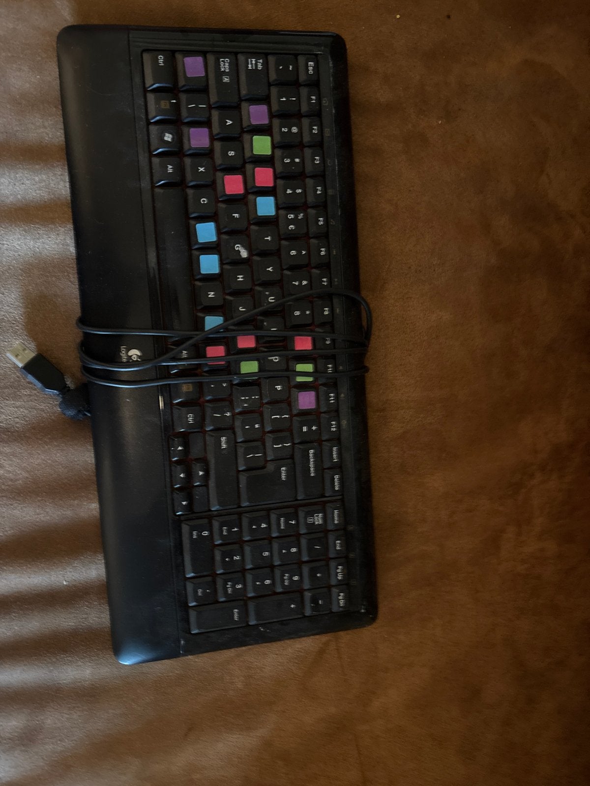 Logitech toetsenbord met gekleurde toetsen - ideaal voor typ, Gebruikt, Ophalen of Verzenden, Qwerty, Numeriek gedeelte