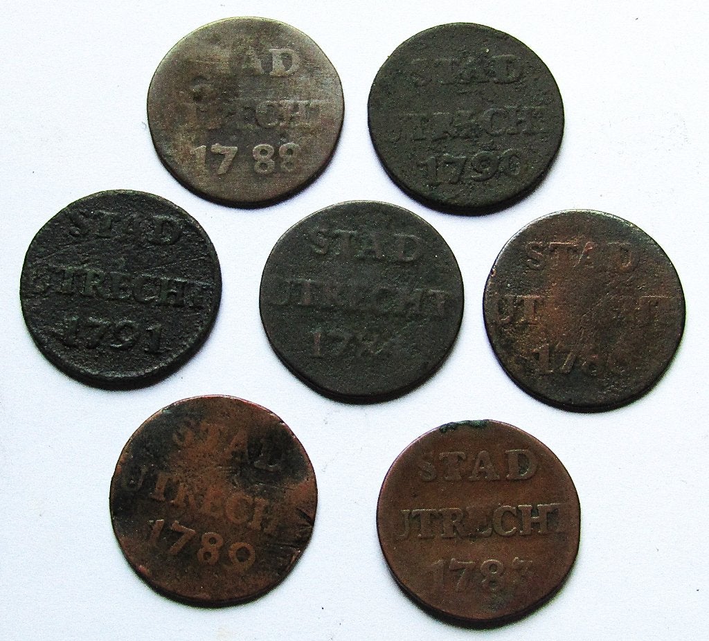 ** Set van 7 historische munten 'Stad Utrecht' (1783-1791)**, Postzegels en Munten, Verzenden, Vóór koninkrijk, Overige waardes