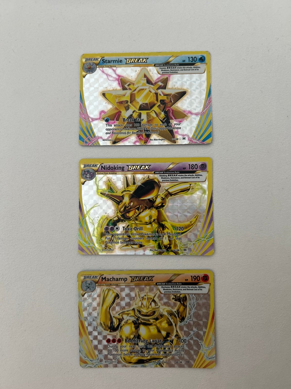 Pokémon XY Evolutions BREAK: Machamp, Nidoking, Starmie, Ophalen of Verzenden, Gebruikt, Meerdere kaarten, Foil
