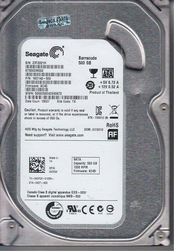 Seagate Barracuda ST500DM002 500GB HDD 3.5" SATA, Computers en Software, Intern, Gebruikt, Ophalen of Verzenden, Desktop