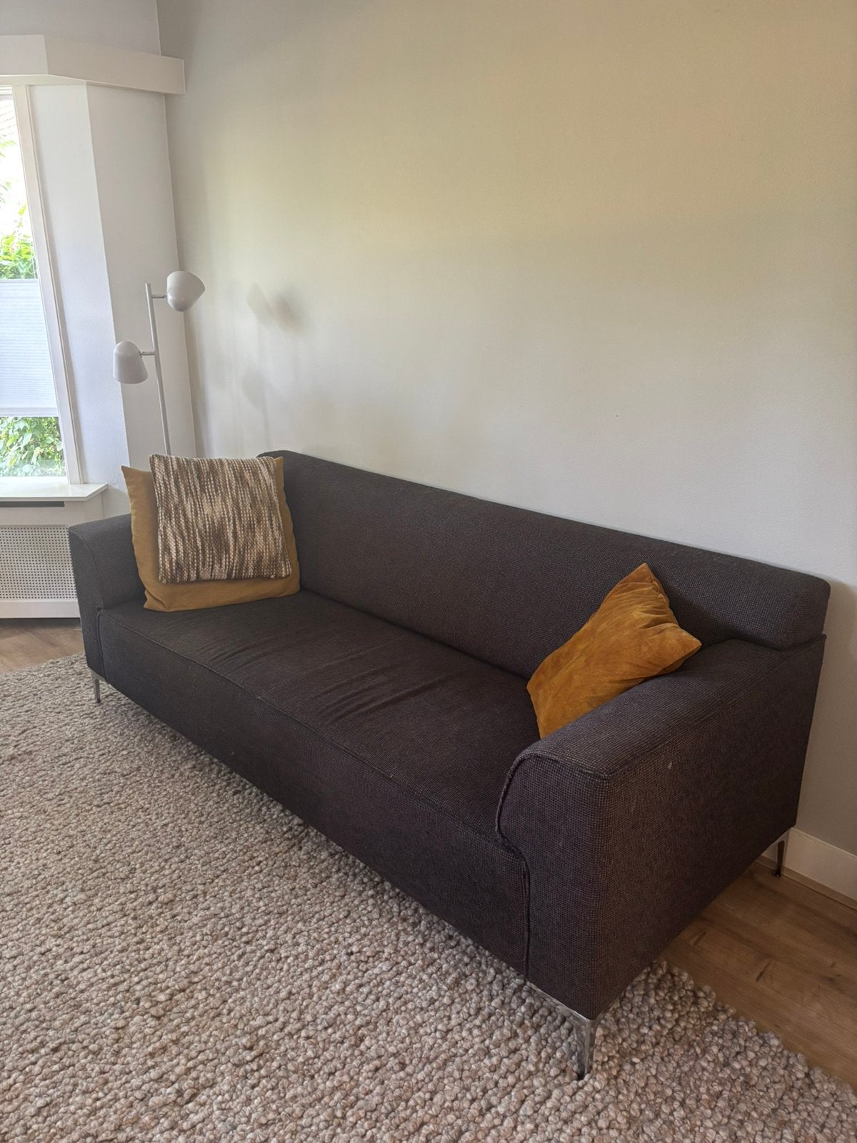 Montèl designbank 210cm | Donkerbruin | Nette staat, Ophalen, Driepersoons, 75 tot 100 cm, Zo goed als nieuw