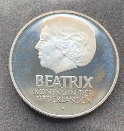 Zilveren 50 Gulden 1982 (200 jaar NL - Amerika) prooflike, Koningin Beatrix, Zilver, Ophalen of Verzenden, Losse munt