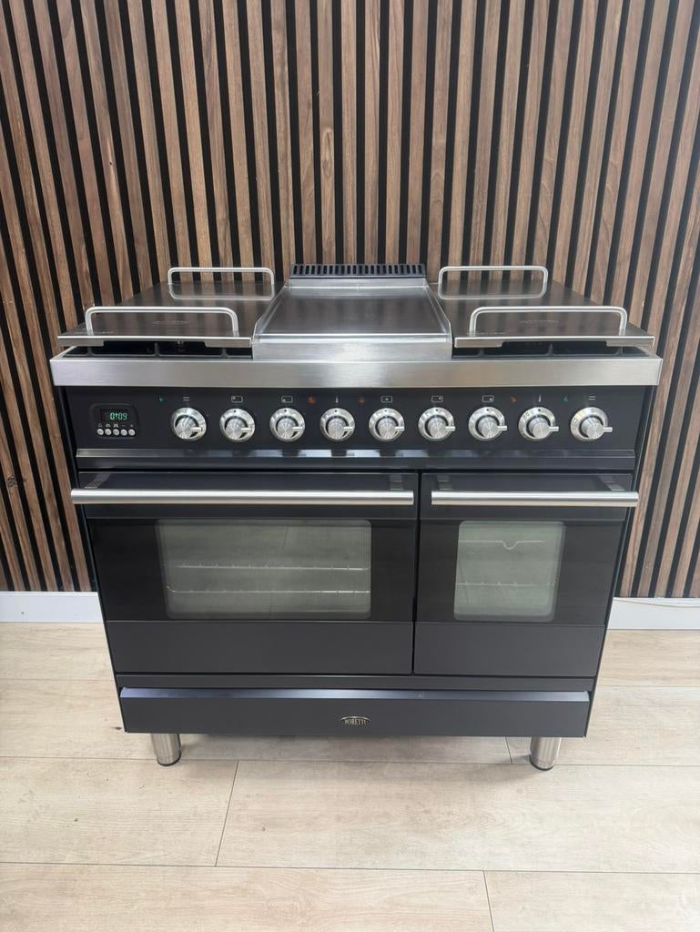 Luxe Antraciet Rvs Boretti Fornuis 90 cm (Gratis bezorgen), 5258sh, 60 cm of meer, Ophalen of Verzenden, Zo goed als nieuw