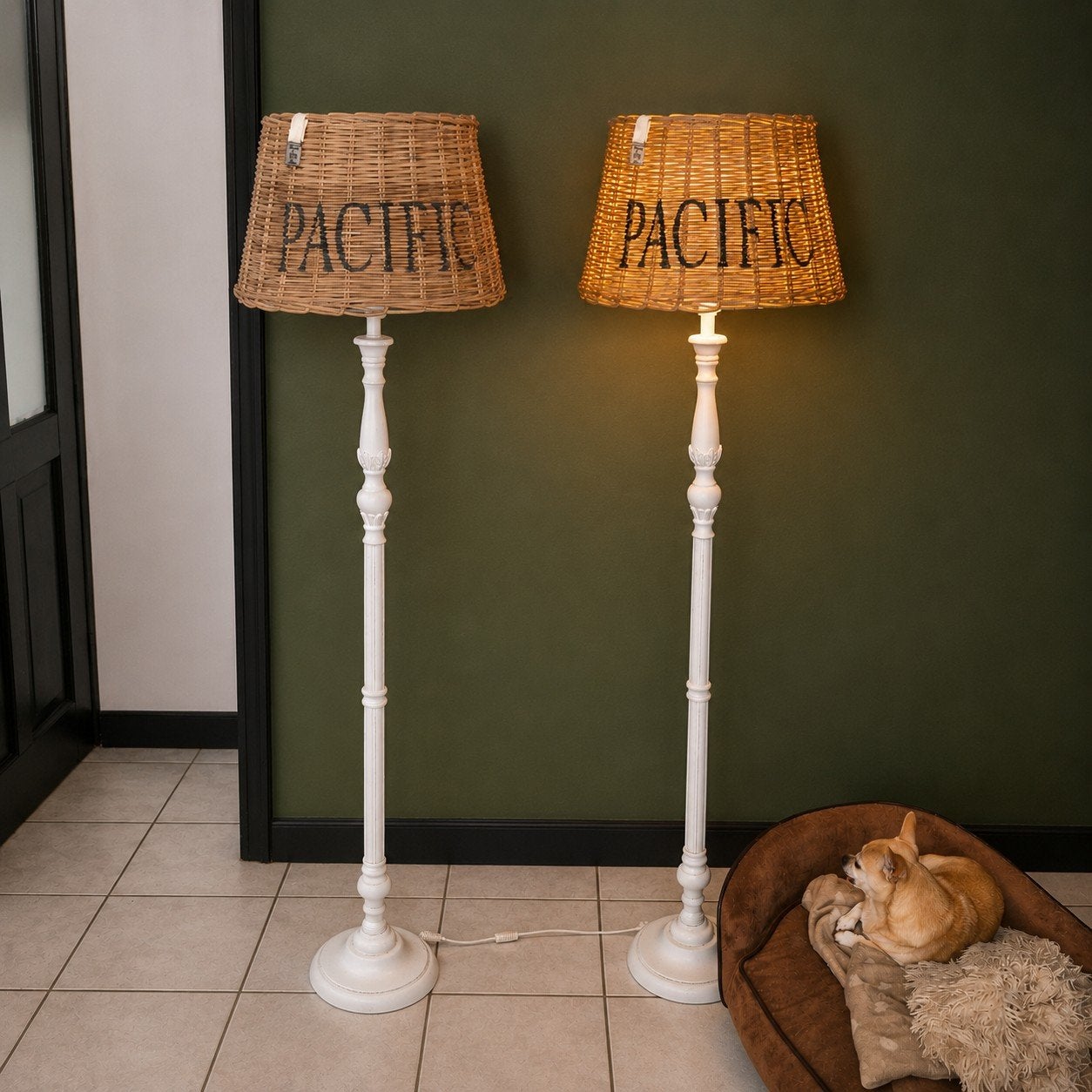 Riviera Maison Vloerlamp met rieten kap 'Pacific', Ophalen, Gebruikt, Natuurlijk materiaal, Landelijk, Riviera Maison