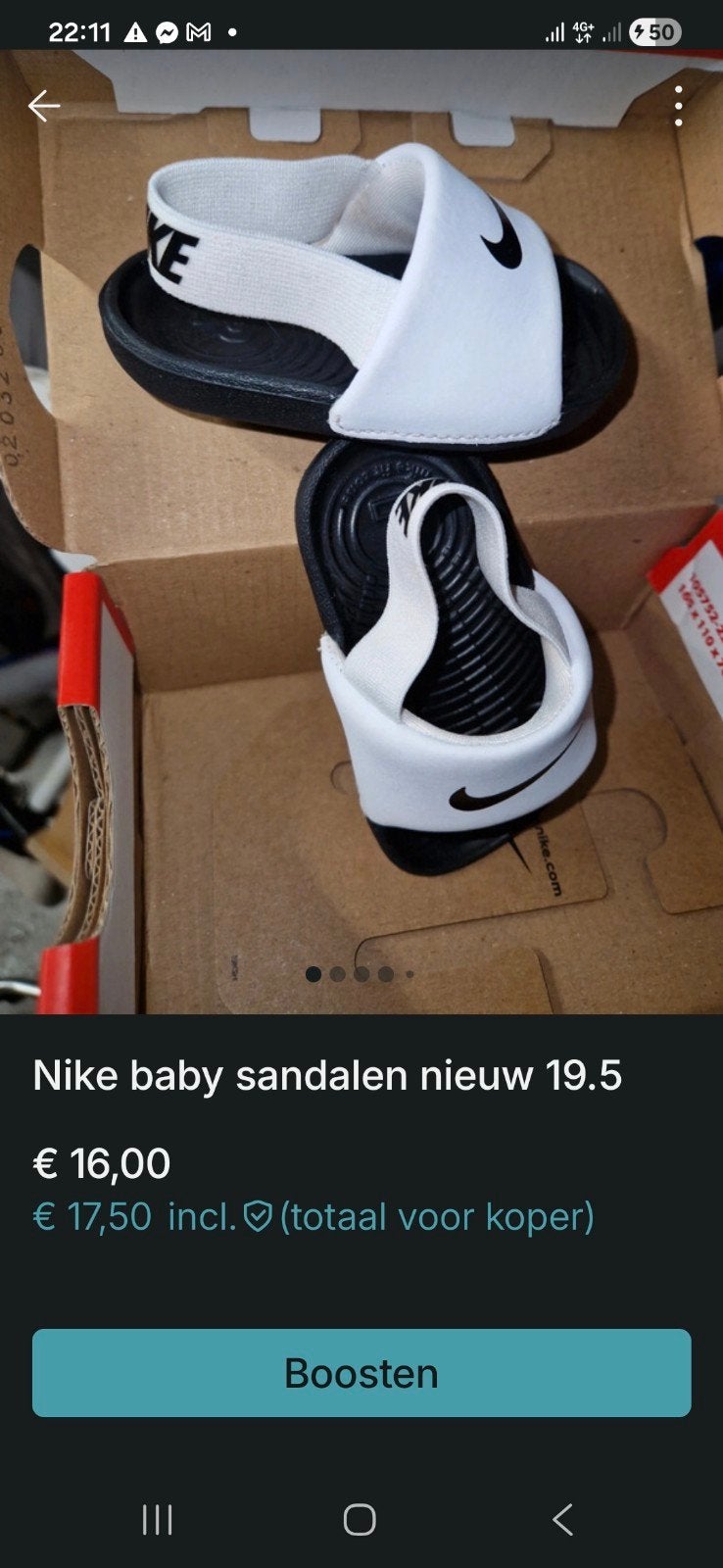 nike  kawa slide td wit zwart 19.5, Ophalen of Verzenden, Nieuw, Jongetje of Meisje, Schoentjes