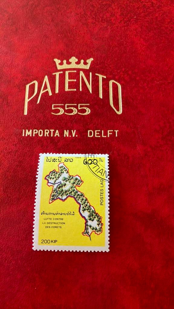 Postzegel Lao landkaart, Ophalen of Verzenden