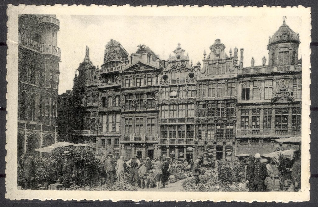 Brussel - Grote Markt en bloemenmarkt - vijftiger jaren, Verzamelen, Verzenden, 1940 tot 1960, Gelopen, België en Luxemburg