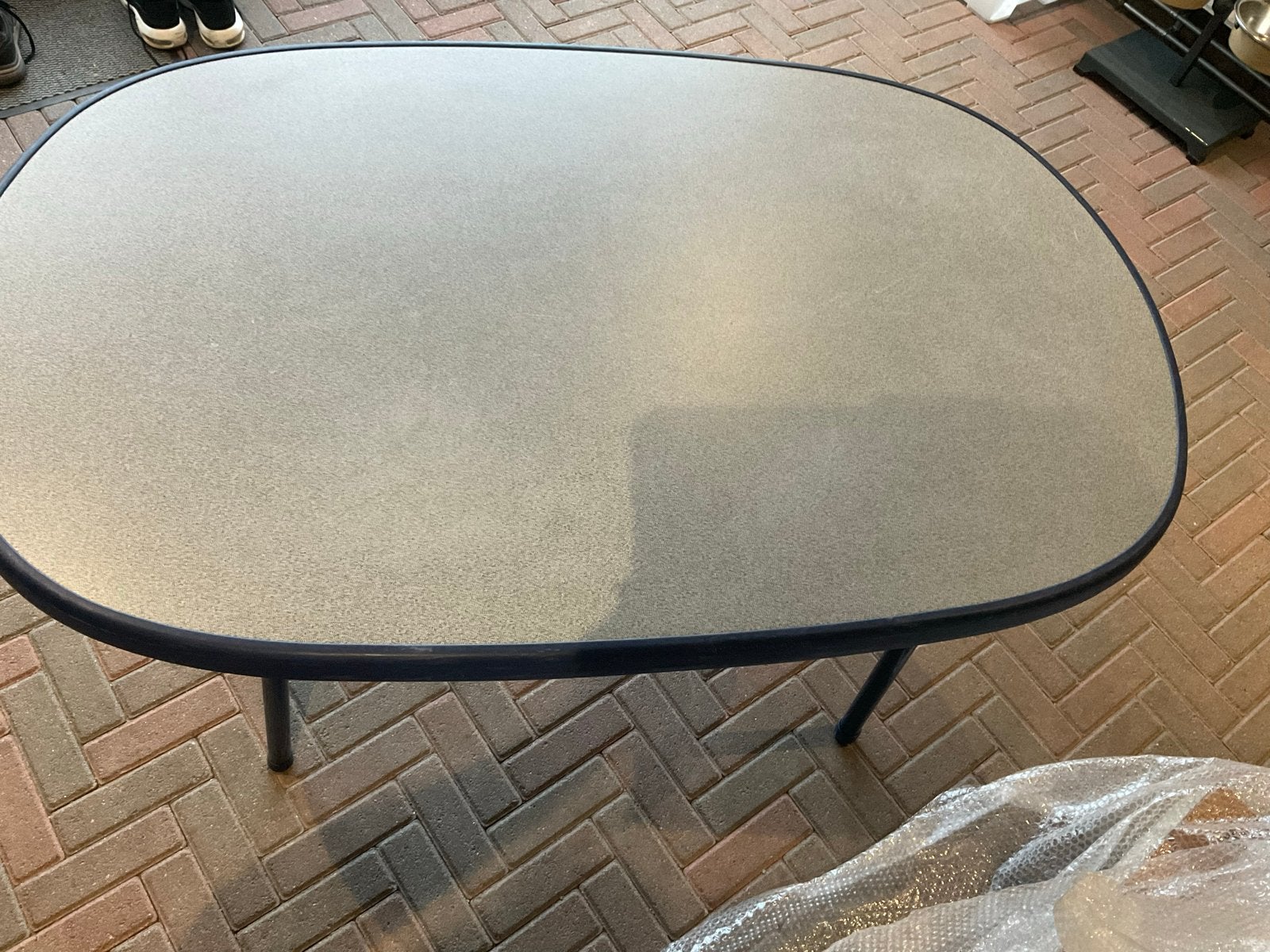 Ovale tafel met mecalit blad, Caravans en Kamperen, Ophalen