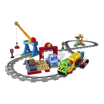 Lego Duplo 5609 Grote Treinset met Kraan en Station, Gebruikt, Overige thema's, Ophalen of Verzenden, Compleet