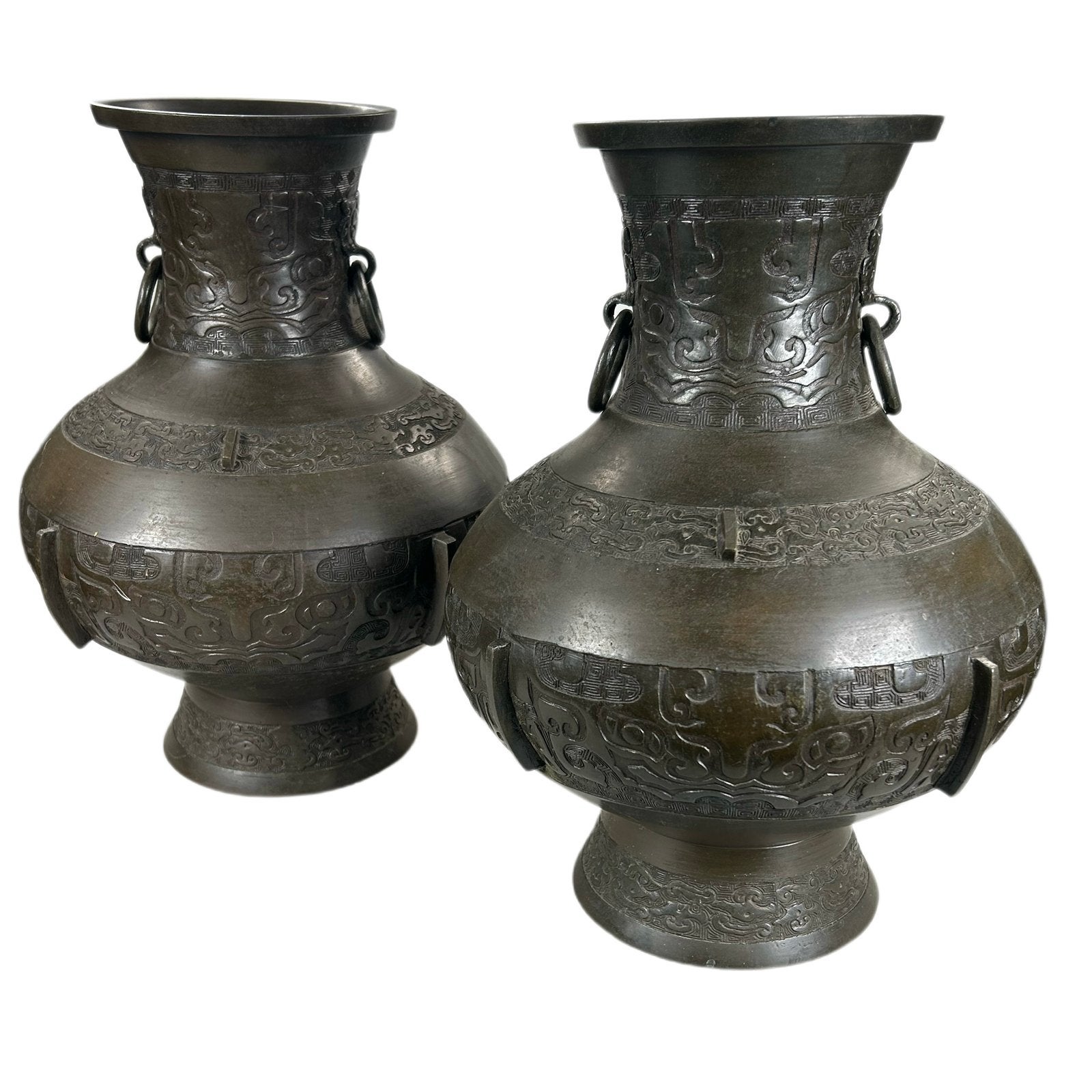 Paar Chinese bronzen Hu vazen Qing-dynastie 18e/19e eeuw, Antiek en Kunst, Ophalen of Verzenden, Brons