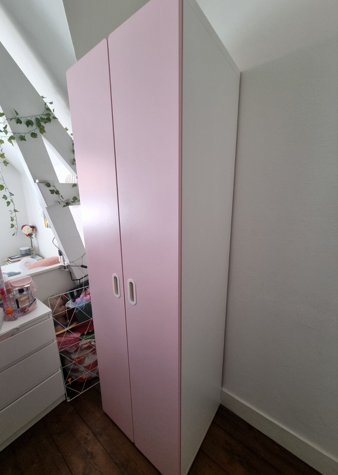 Mooie nette lichtroze/wit Stuva Ikea kledingkast, Ophalen, 50 tot 75 cm, 50 tot 100 cm, 150 tot 200 cm