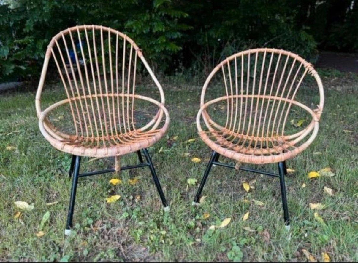 Vintage 2 Rohe Noordwolde rotan stoelen.c, Ophalen