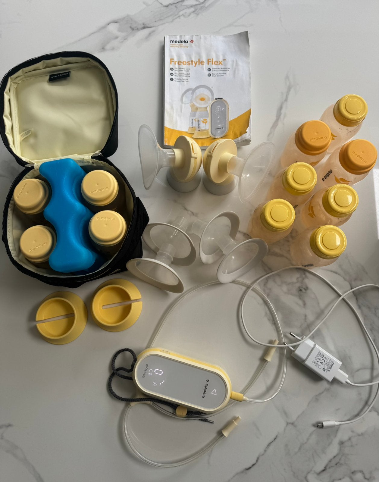 Medela Freestyle Flex Borstkolf compleet met accessoires, Ophalen, Zo goed als nieuw, Borstkolf
