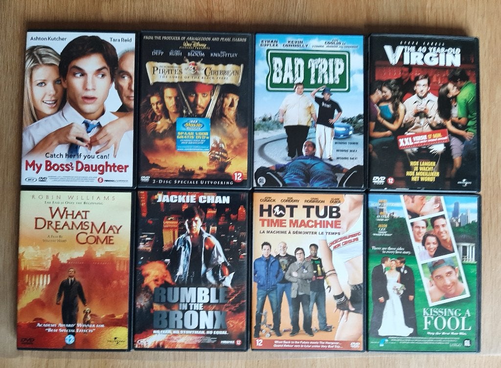 8 Dvd's Spannende Actie en Romantische Komedie, Alle leeftijden, Ophalen, Zo goed als nieuw, Actiekomedie