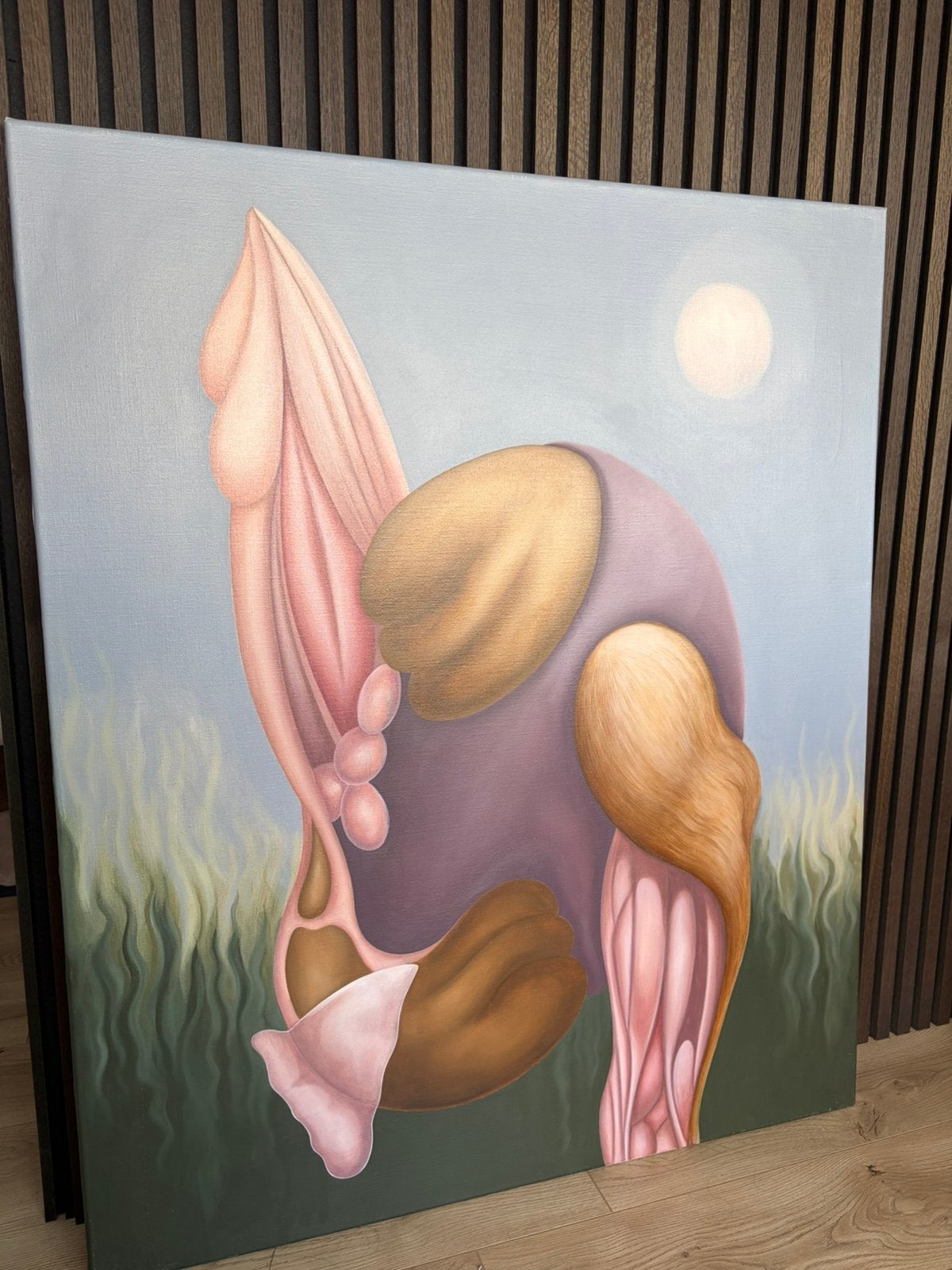 Groot handgeschilderd doek (100x120 cm) – Organische kunst, Antiek en Kunst, Kunst | Schilderijen | Modern, Ophalen