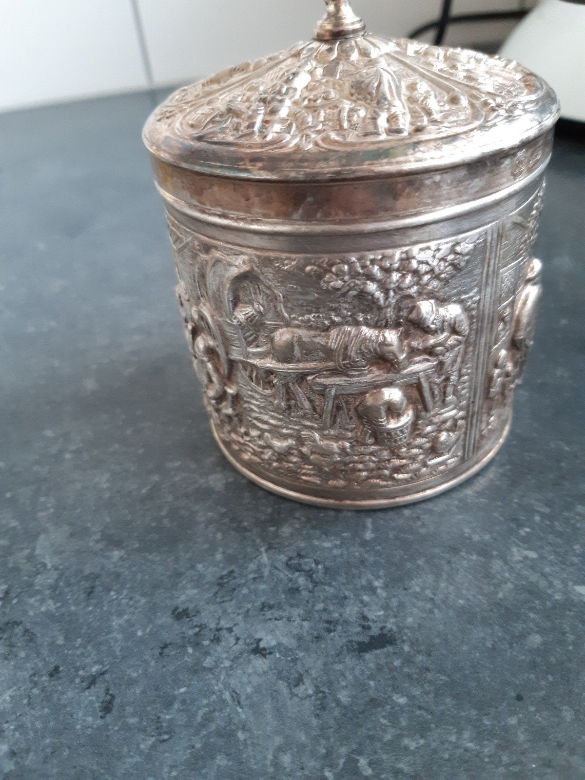 Antiek zilveren  Douwe egberts suikerpot, Antiek en Kunst, Ophalen, Zilver