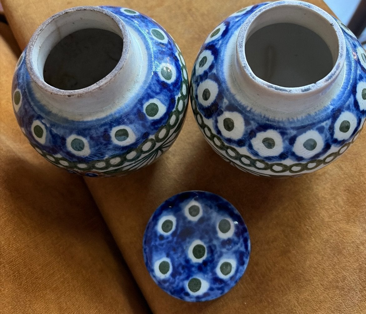 Antieke Bunzlau Keramiek Potjes - Set van 2, Ophalen of Verzenden