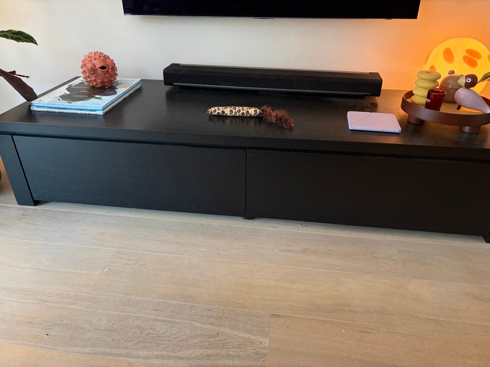 Meridiani ‘Verner’ Design TV-Meubel – Zwart Eiken 180 cm, Gebruikt, Design, 150 tot 200 cm, Eikenhout