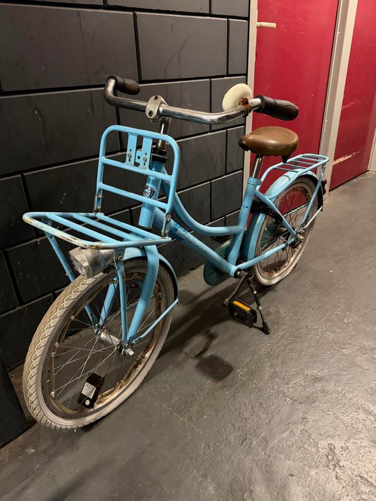 Alpina fiets met voordrager - Lichtblauw - 22 inch banden, Ophalen, Gebruikt, Terugtraprem, 20 inch