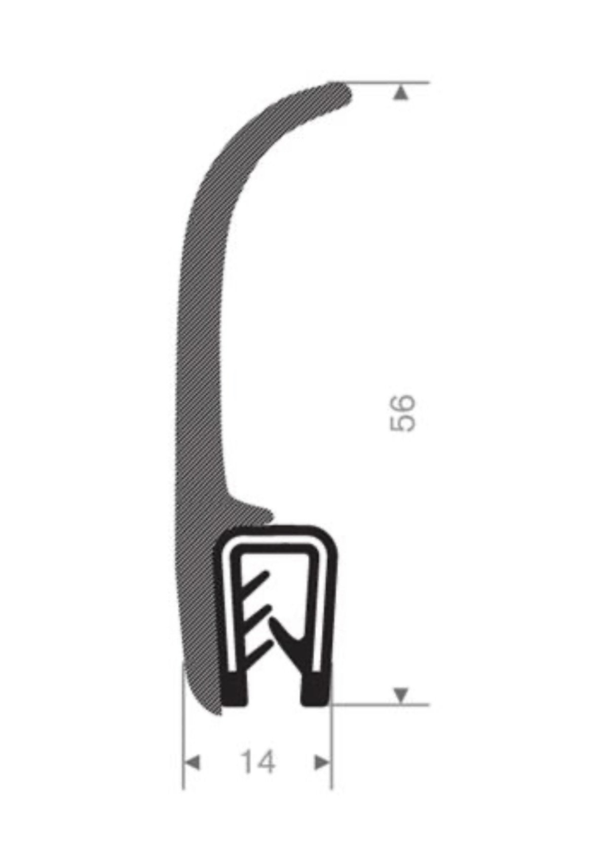 Mosrubber klemprofiel 14x56mm, 24m1 nieuw, Overige materialen, Nieuw, Minder dan 5 m², Ophalen