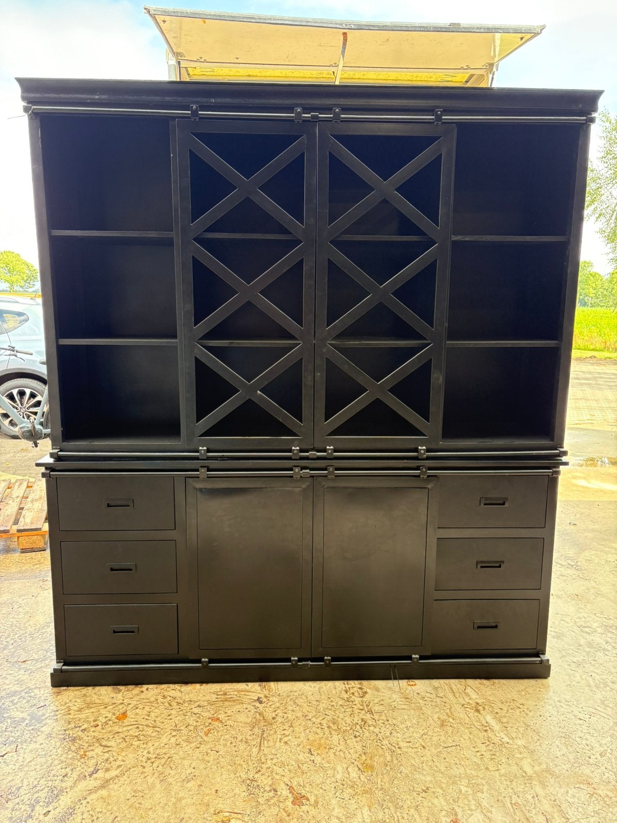 STOERE ZWARTE MANGOHOUTEN BUFFETKAST – NU €750!, Ophalen, Nieuw, 25 tot 50 cm, 200 cm of meer