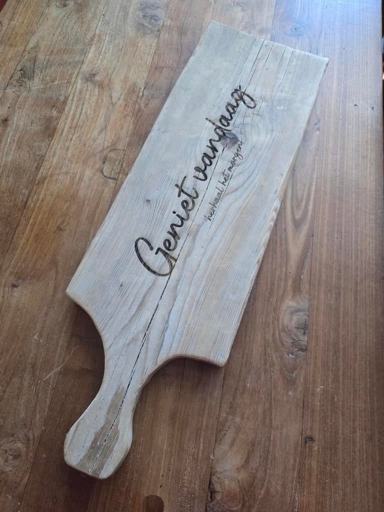 Nieuwe borrelplank met tekst, Ophalen of Verzenden
