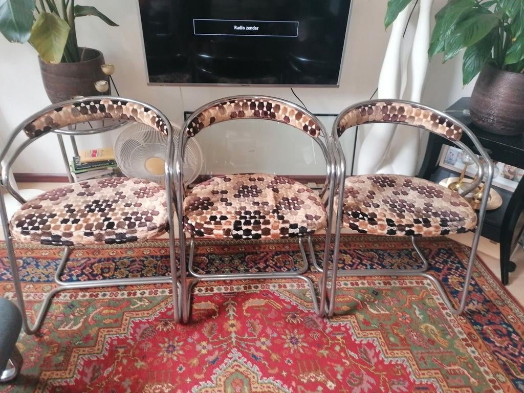 Vintage eekamerstoelen 3 stuks iets exclusiefs, Ophalen, Gebruikt, Bruin