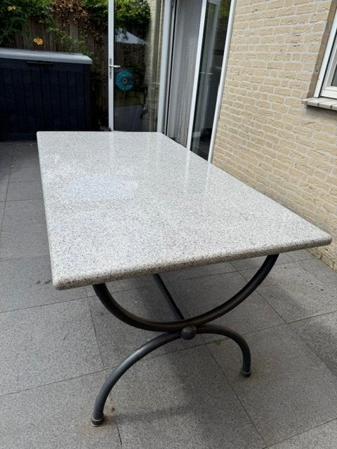 Marmeren tuintafel, Tuin en Terras, Ophalen, Gebruikt, Rechthoekig, Overige materialen