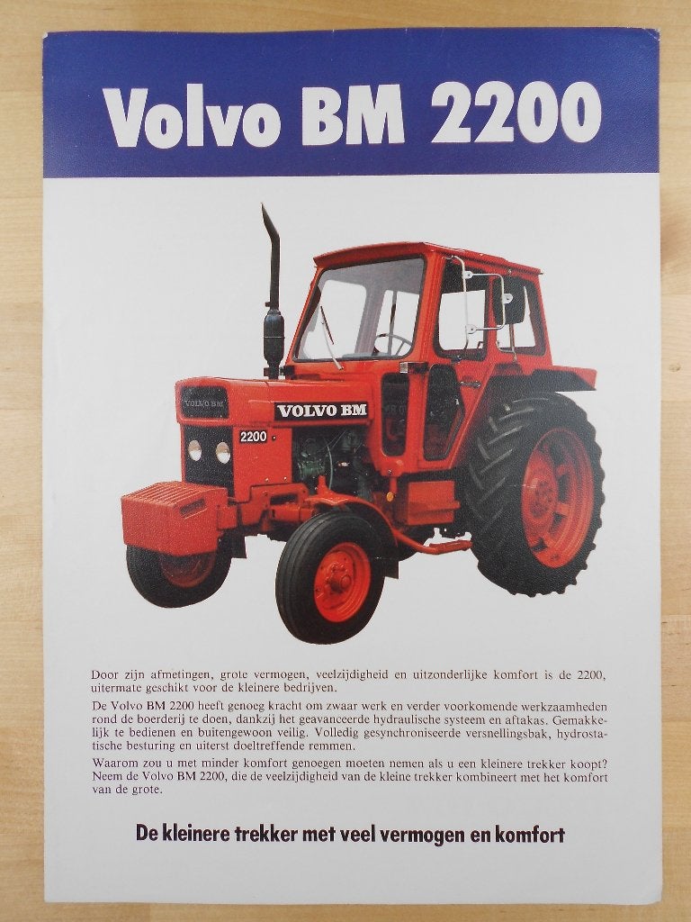 Volvo BM 2200 Trekker Tractor Brochure 1979, Folder, Zo goed als nieuw, Volvo, Ophalen of Verzenden