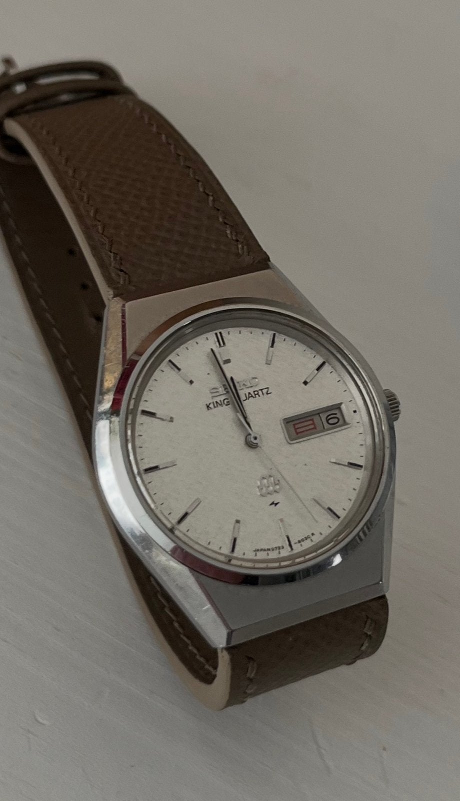 Quartz King Seiko 9723 - 8050, Sieraden, Tassen en Uiterlijk, Horloges | Antiek, Ophalen, Staal, Seiko, 1960 of later