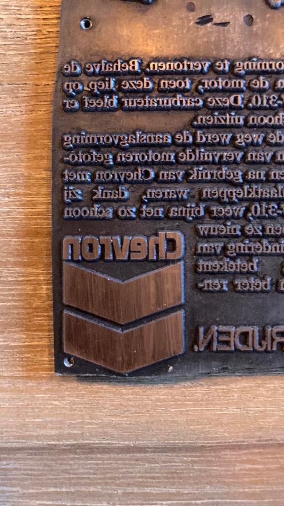 Drukplaten zink cliches motorolie Chevron & Valvoline 6 stuk, Antiek en Kunst, Ophalen