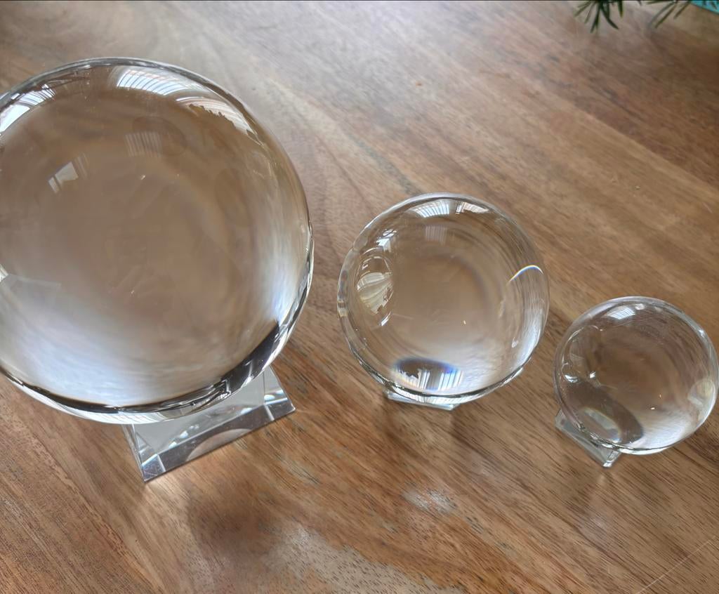 Glazen bollen set voor fotografie met onderzetters, Ophalen, Zo goed als nieuw