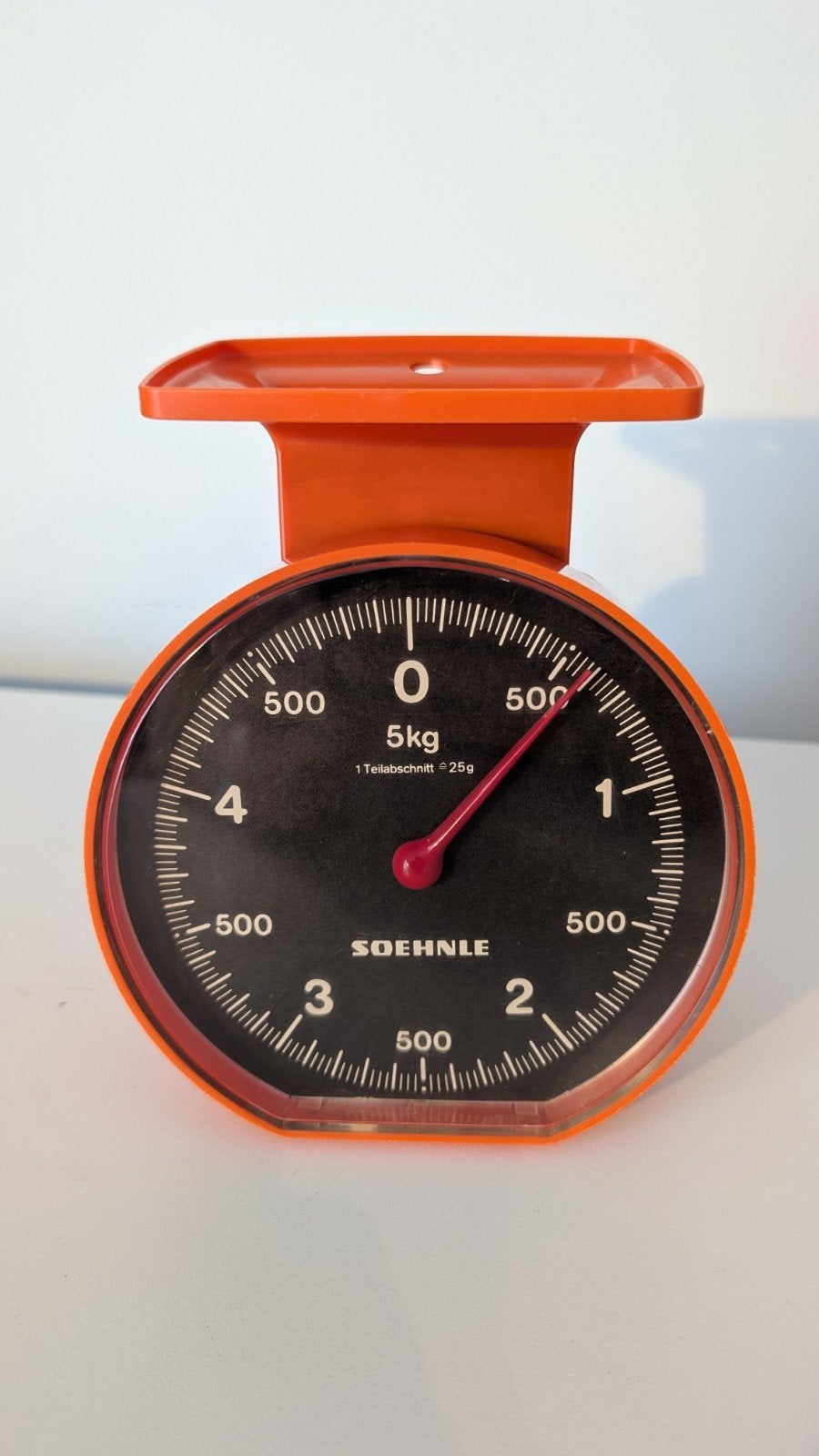 Vintage Soehnle keukenweegschaal – jaren '70 – oranje, Ophalen of Verzenden, 1 tot 500 gram, Keukenweegschaal, Minder dan 10 kg
