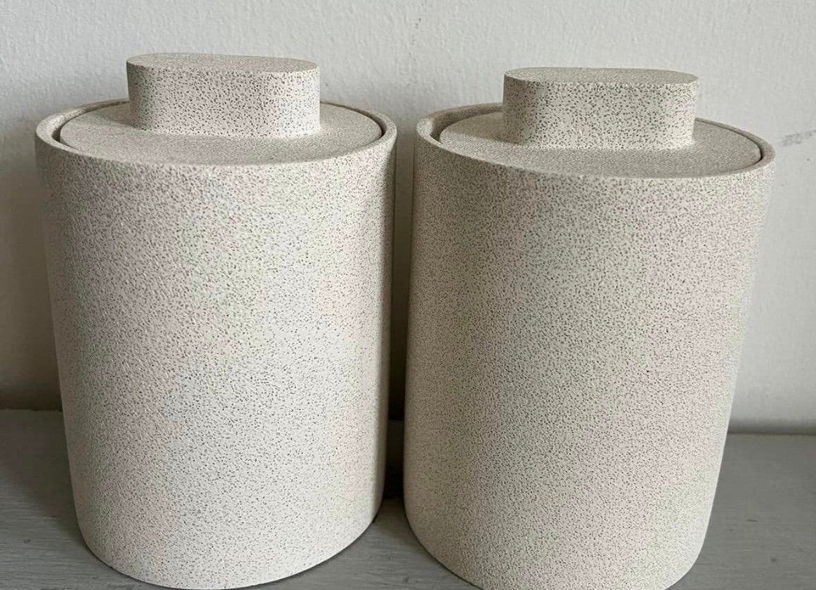 2 mooie potten met deksel  (Loods5), Ophalen of Verzenden, Zo goed als nieuw, Steen/keramiek, Pot, Bus of Blik