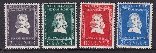 640 - Nederland nvph 578/581 gestempeld , Jan van Riebeeck, Verzenden, Na 1940, Gestempeld