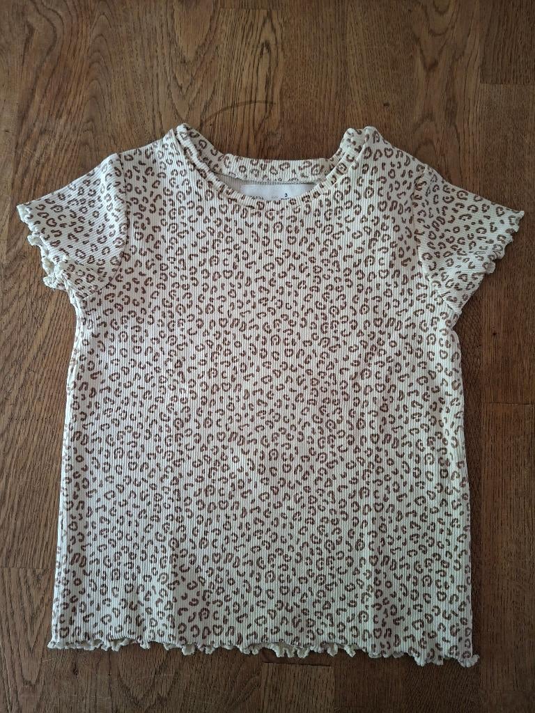 Zara ecru shirtje met luipaardprint maat 98, Anneonline, Steenbergen, Meisje, Shop@wesell4u.nl
