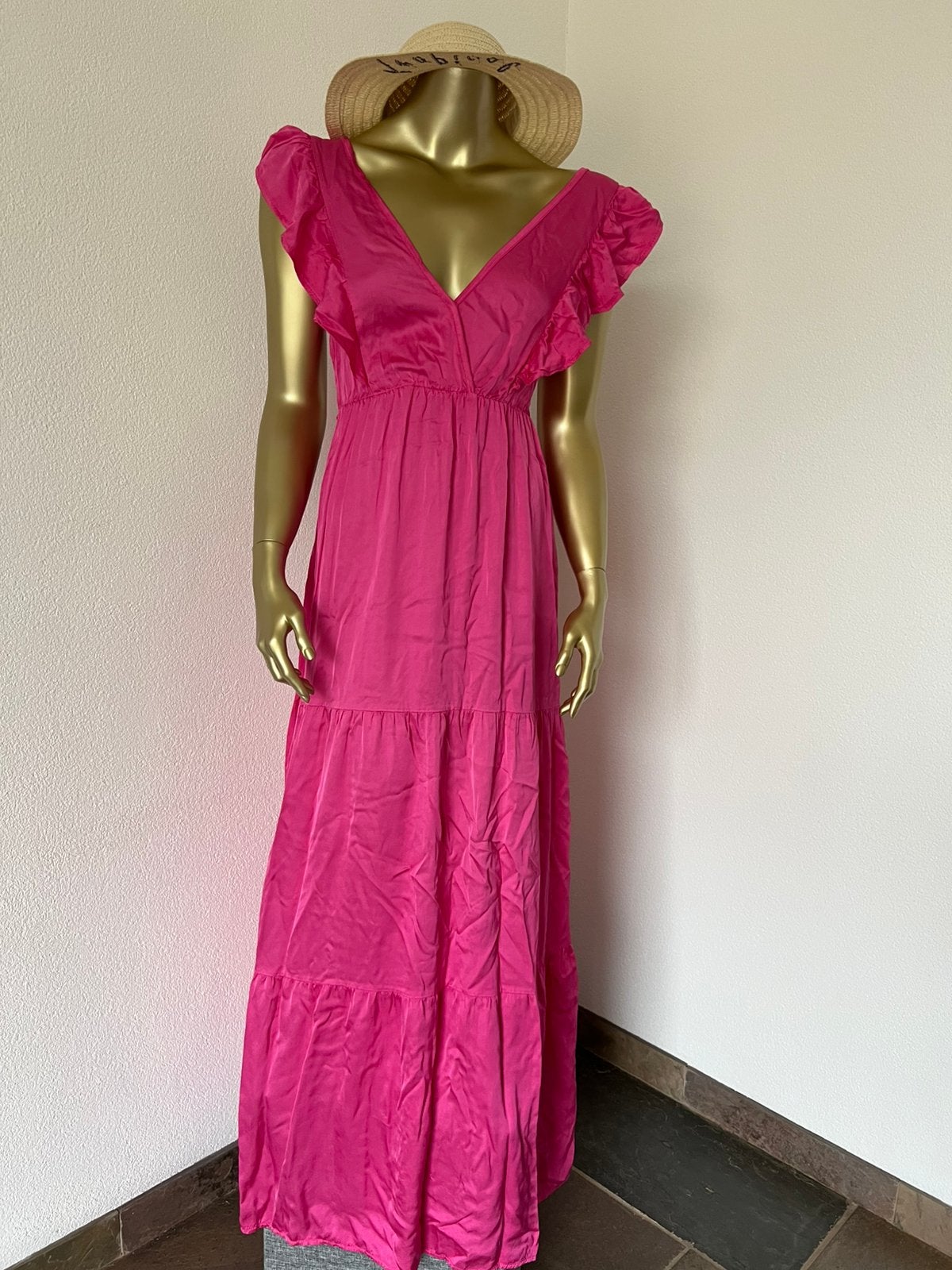 BoeBou lange fuchsia roze jurk nog NIEUW, Nieuw, Ophalen of Verzenden, Roze, Maat 36 (S)
