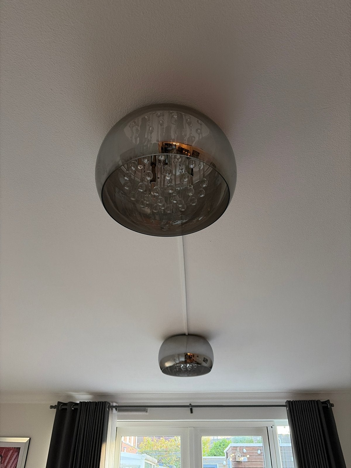 Moderne plafondlampen set - Chroom met glazen druppels, Huis en Inrichting, Ophalen, Zo goed als nieuw, Glas, Overige fittingen