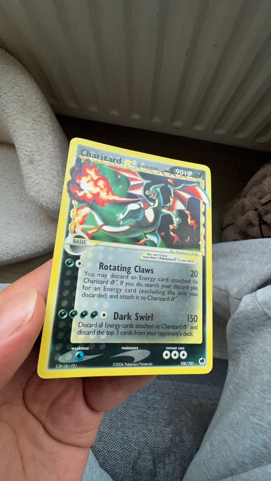 Charizard Gold Star 100/101, Ophalen of Verzenden, Gebruikt, Losse kaart, Foil