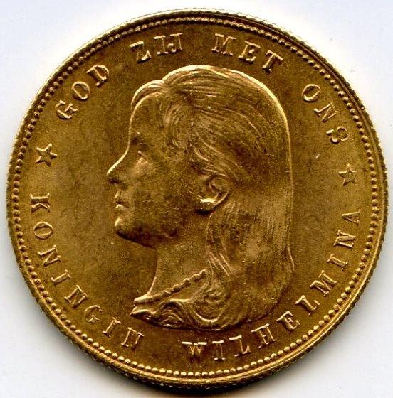 10 gulden gouden tientje 1897 PR, Koningin Wilhelmina, Losse munt, 10 gulden, Goud