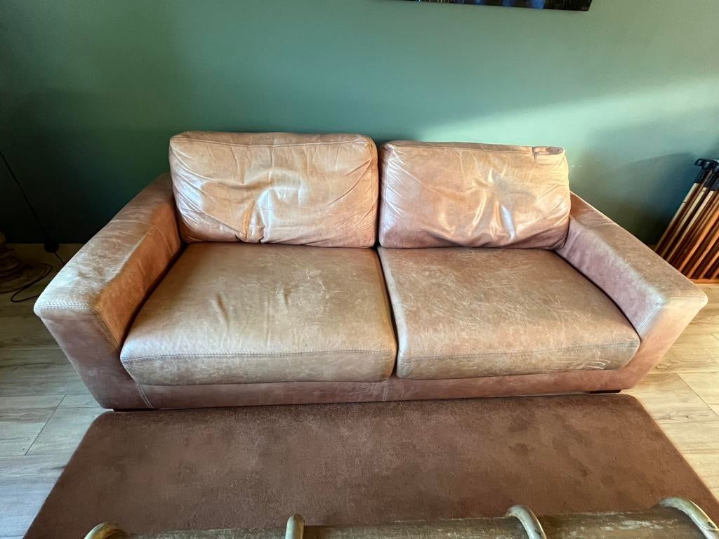 Leren bank 2,5 zits, Ophalen, Gebruikt, Rechte bank, 200 tot 250 cm